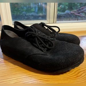 Black suede Birkenstocks
